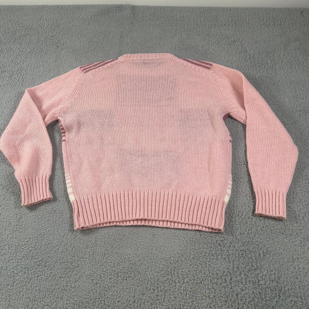 Vintage Mi Ki Sweater Womens 44 Pink Plaid Wool Blend Crewneck Knit Pullover - Picture 13 of 15